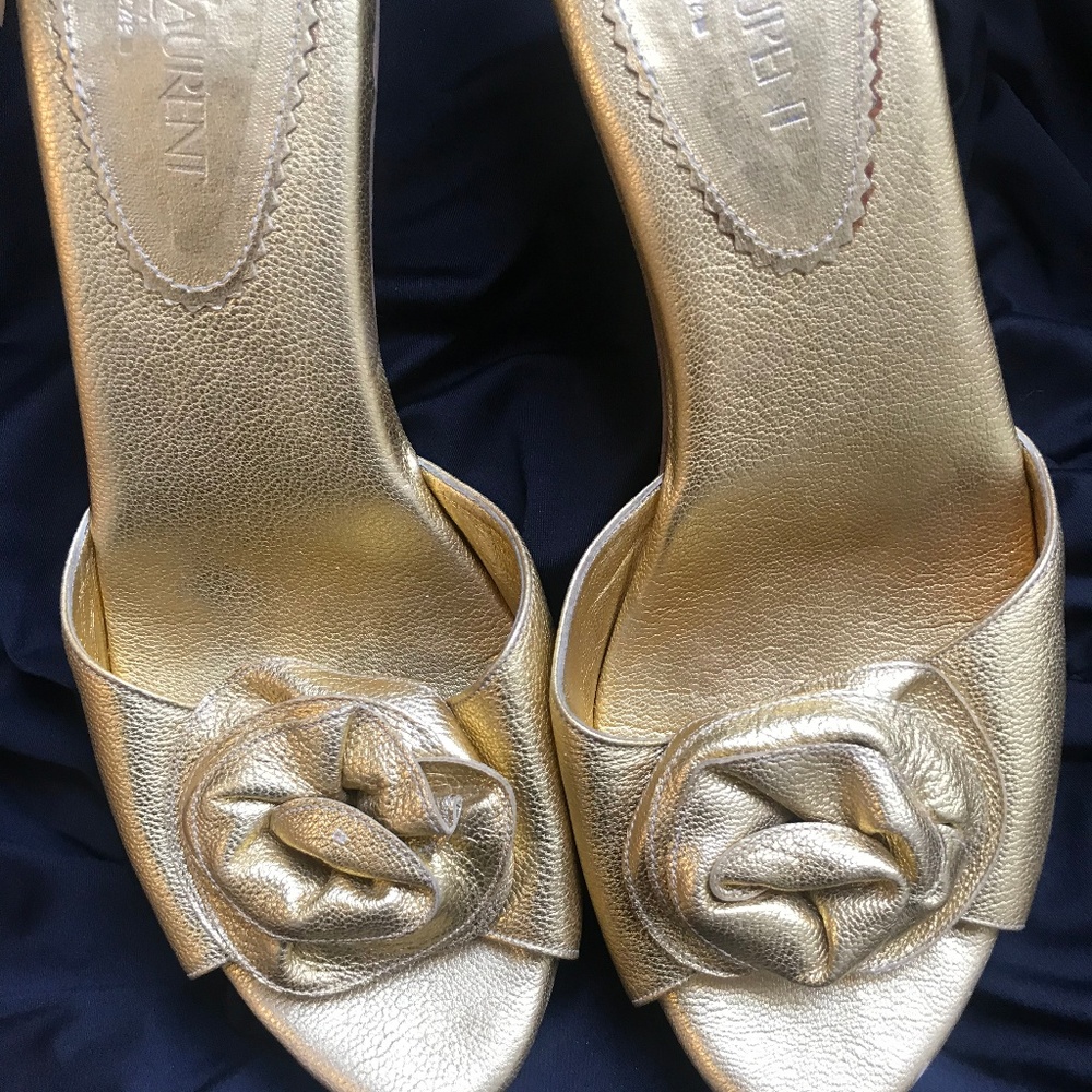 YVES SAINT LAURENT Gold Platform Heels